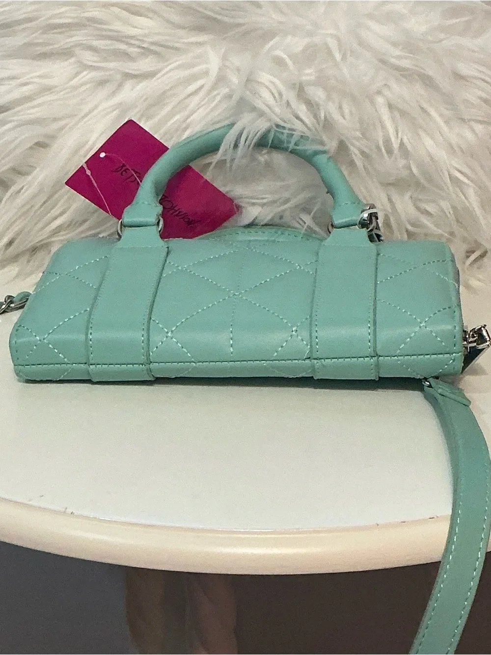 Betsey Johnson NWT XOLAYLA Mint Quilted Leather Top-Handle Mini Crossbody Bag